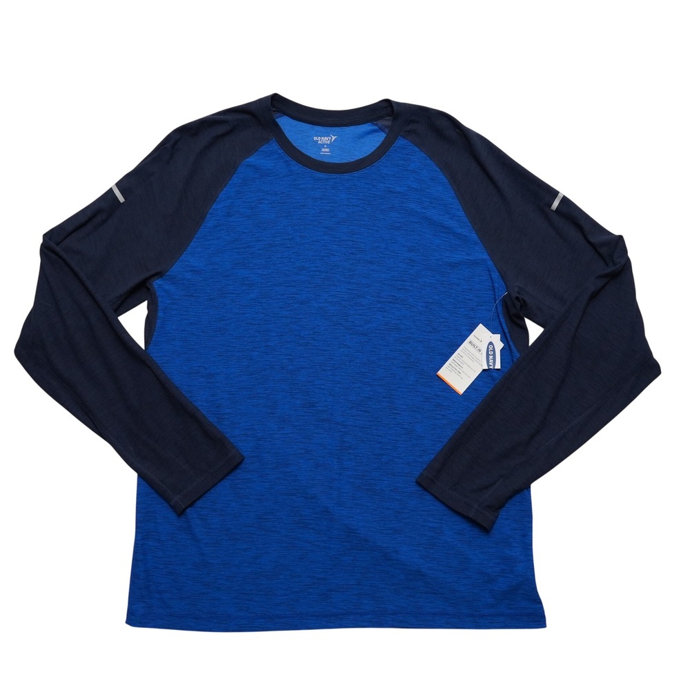 Old Navy Active Go-Dry Long Sleeve Mens XL Blue Raglan Crewneck Shirt‎